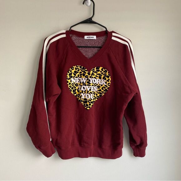 Daydreamer NEW YORK LOVES YOU V-NECK SWEATSHIRT - Picture 1 of 5